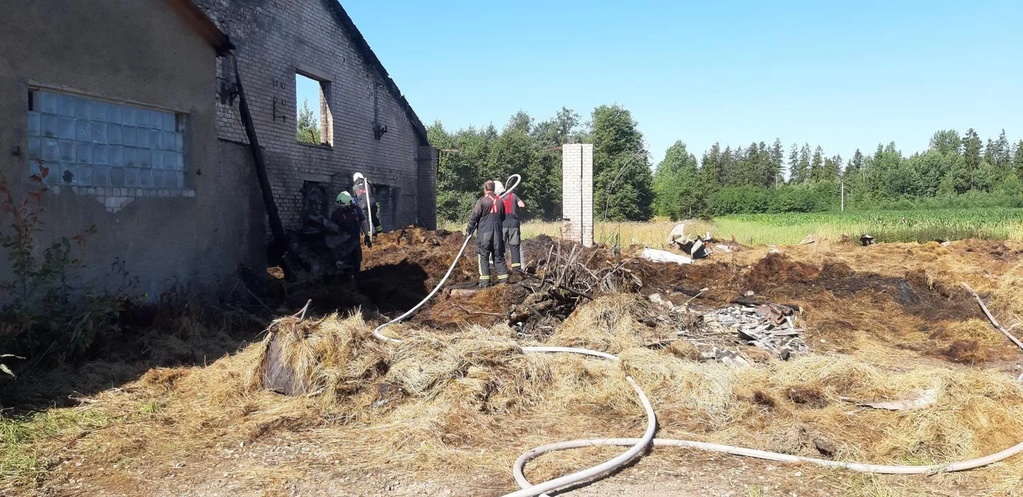 Kohapeal selgus, et laudas hoitud hein on uuesti põlema läinud.