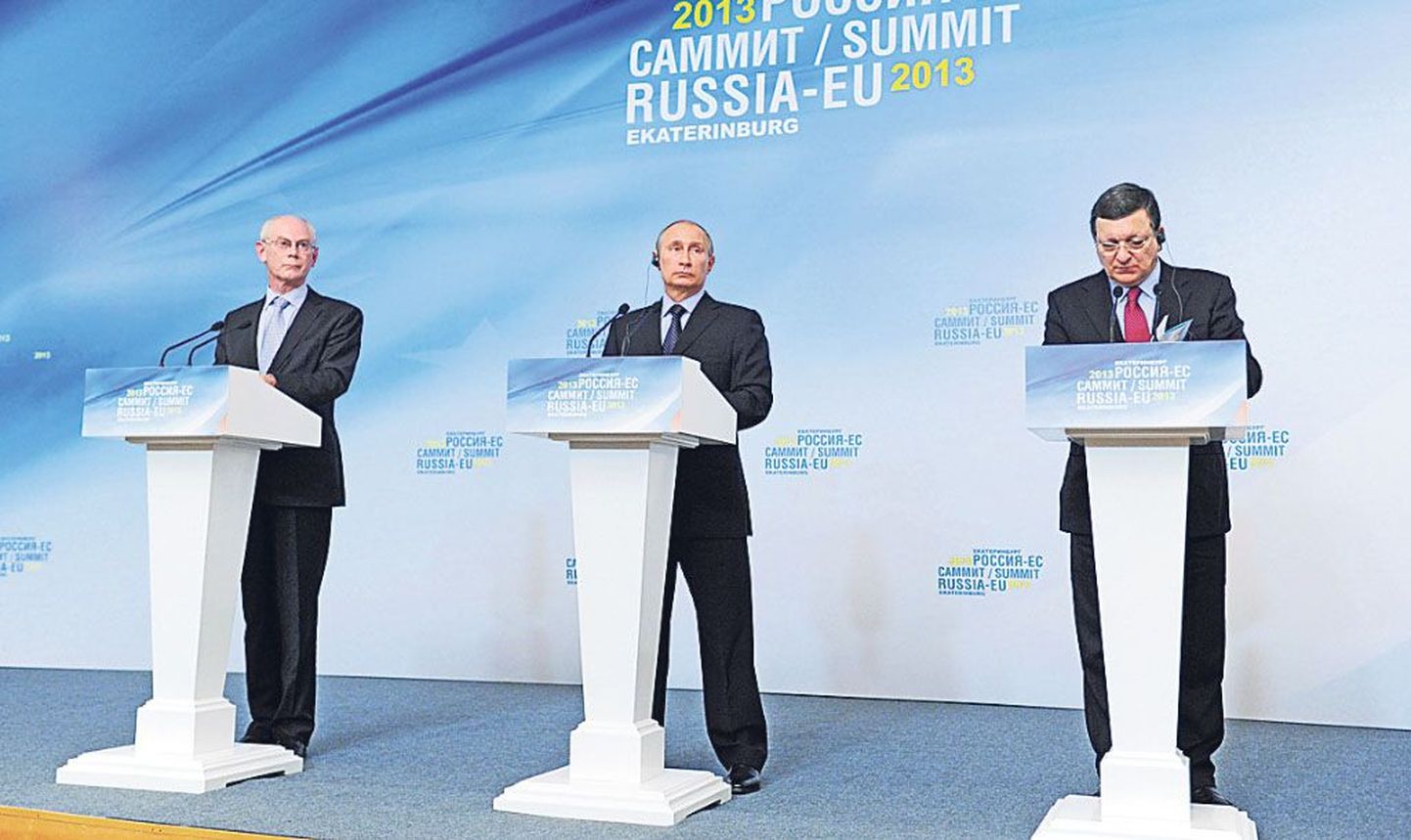 Herman Van Rompuy, Vladimir Putin ja Jose Manuel Barroso: kõik oma huvide eest väljas.