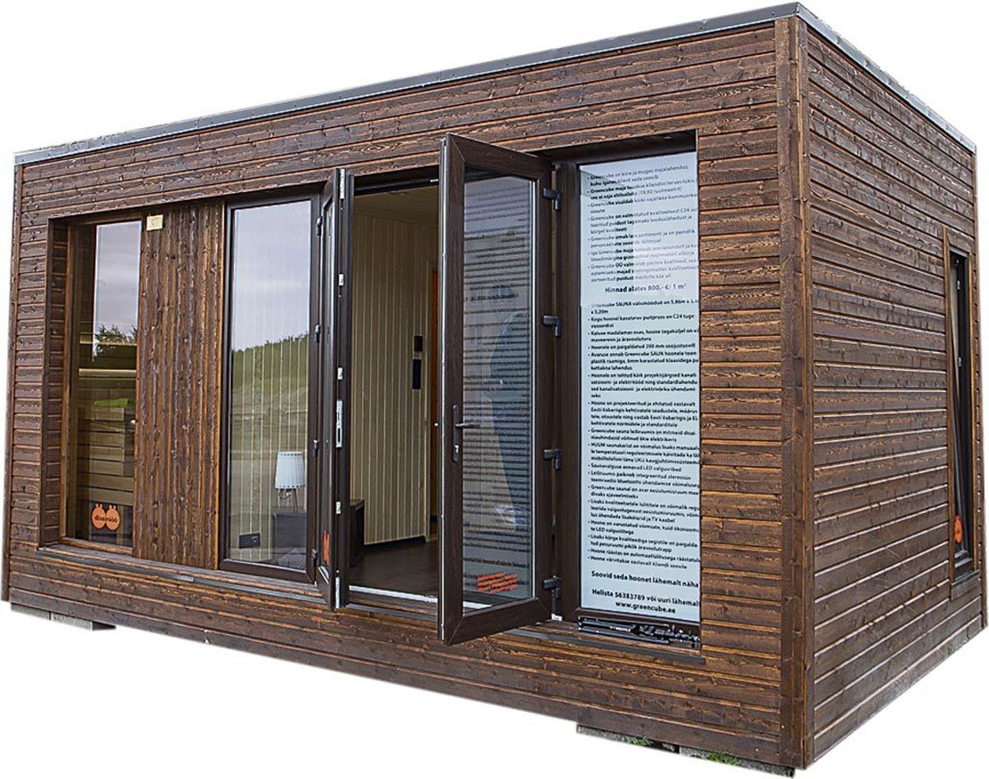 Greencube on ehitanud majamudeleid alates saunadest (pildil) kuni aastaringselt kasutatavate elamuteni välja.