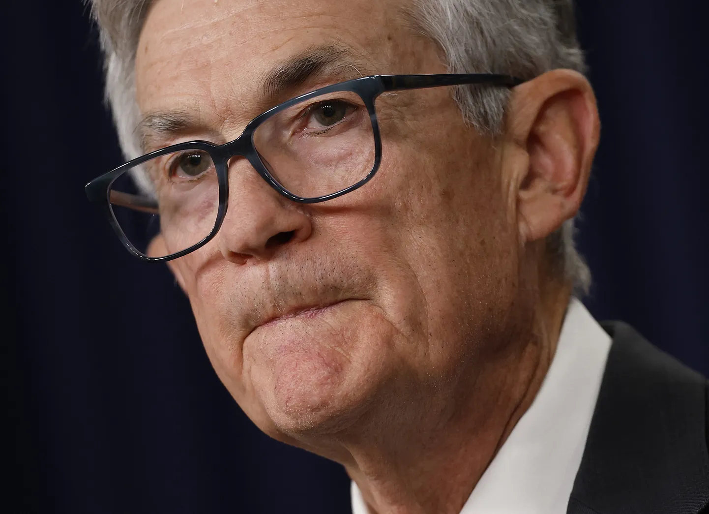 Föderaalreservi esimees Jerome Powell pressikonverentsil peale FOMC koosolekut 19.03.2025. USA intressimäär jäeti tookord 4,25-4,5%.