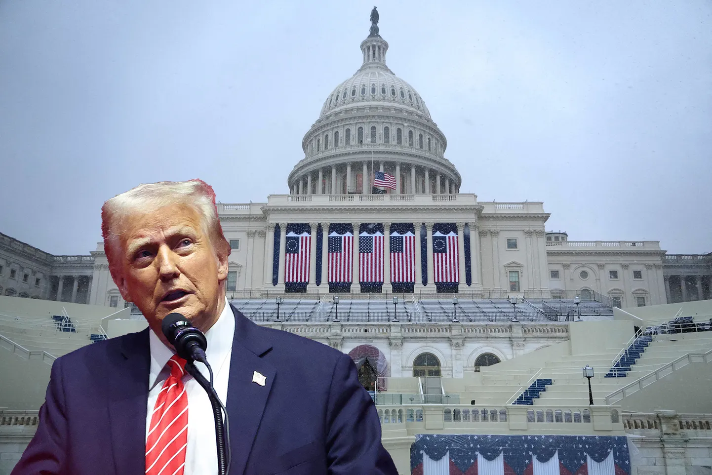 Дональд Трамп на фоне Белого дома