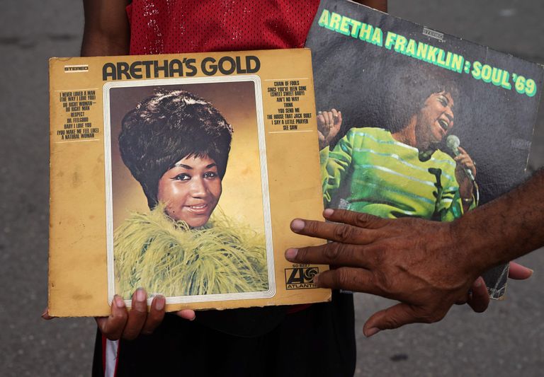Aretha Franklini muusikaga vinüülplaadid