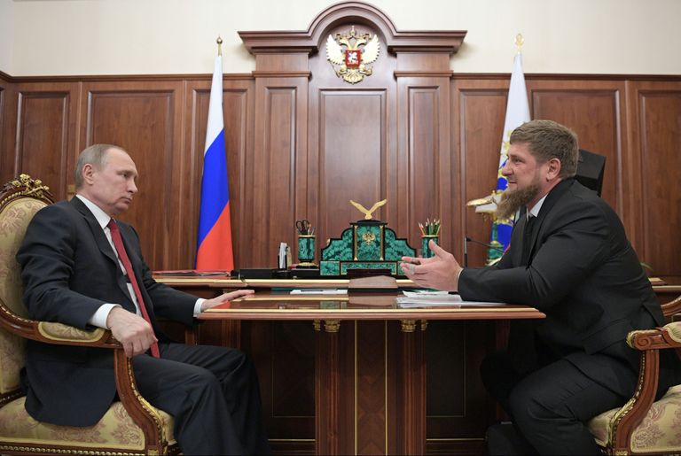 Vene president Vladimir Putin ja Tšetšeenia juht Ramzan Kadõrov eile Kremlis kohtumisel. Foto: