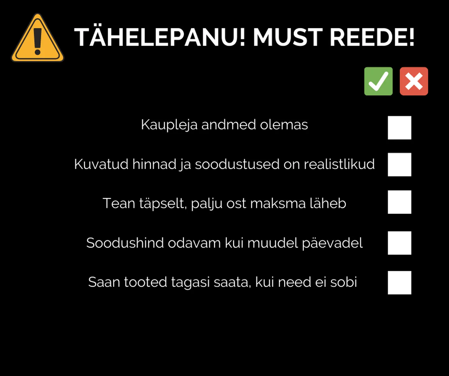 Viis olulist kontrollküsimust