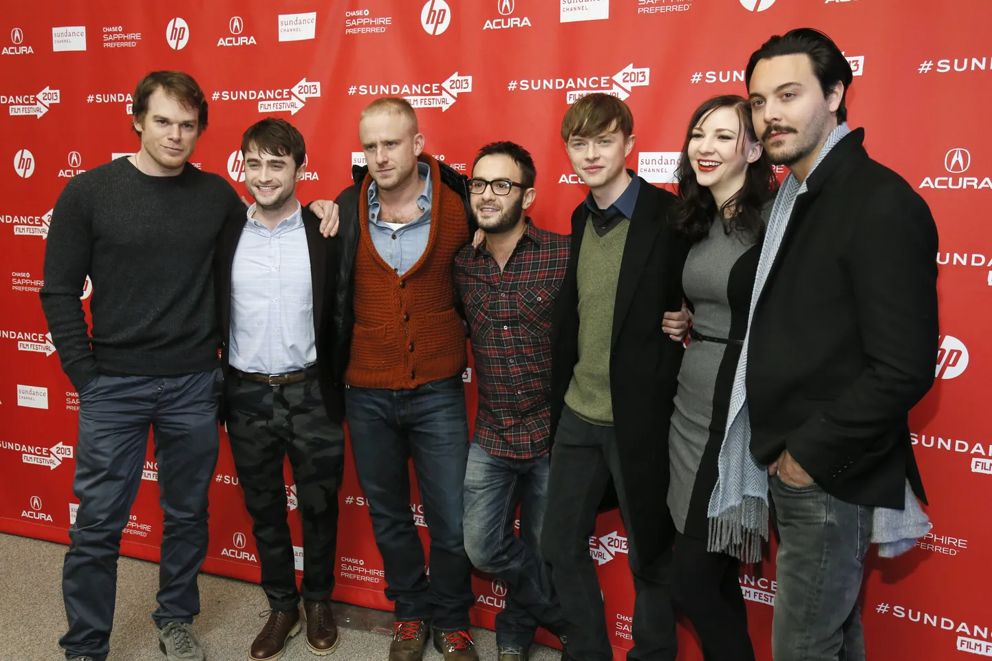 «Kill Your Darling» osatäitjad Michael C. Hall, Daniel Radcliffe, Ben Foster, lavastaja John Krokidas, Dane DeHaan, Erin Darke ja Jack Huston