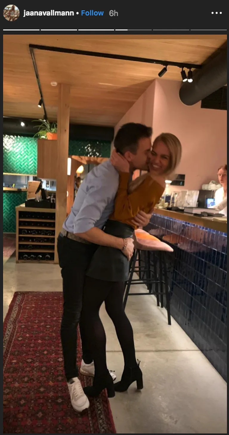 Kuvatõmmis Jaana Vallmanni Instagram Story'st: Jaana ja Dani Sordo.