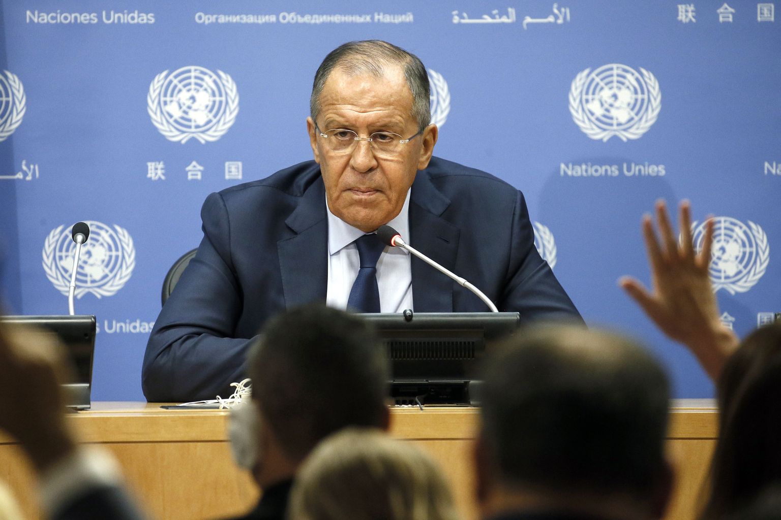 Venemaa välisminister Sergei Lavrov reedesel pressikonverentsil.