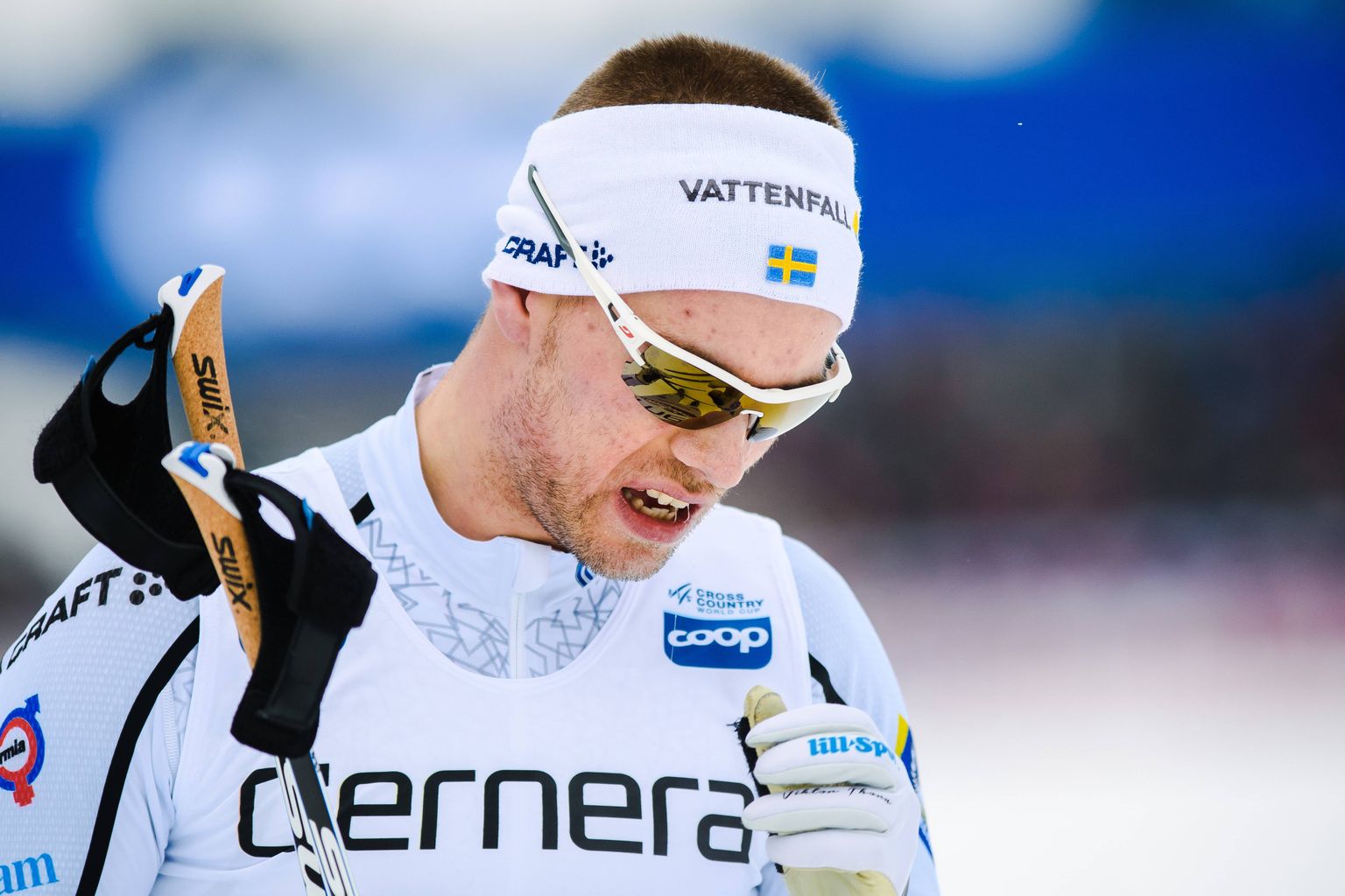 Rootsi murdmaasuusataja Viktor Thorn maailmakarika etapil jaanuaris 2021.
