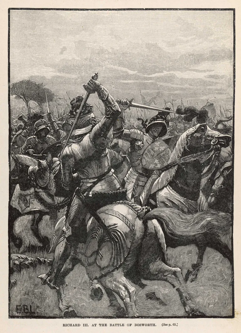 Illustratsioon, millel on kujutatud Bosworthi lahingut, mis toimus 22. augustil 1485