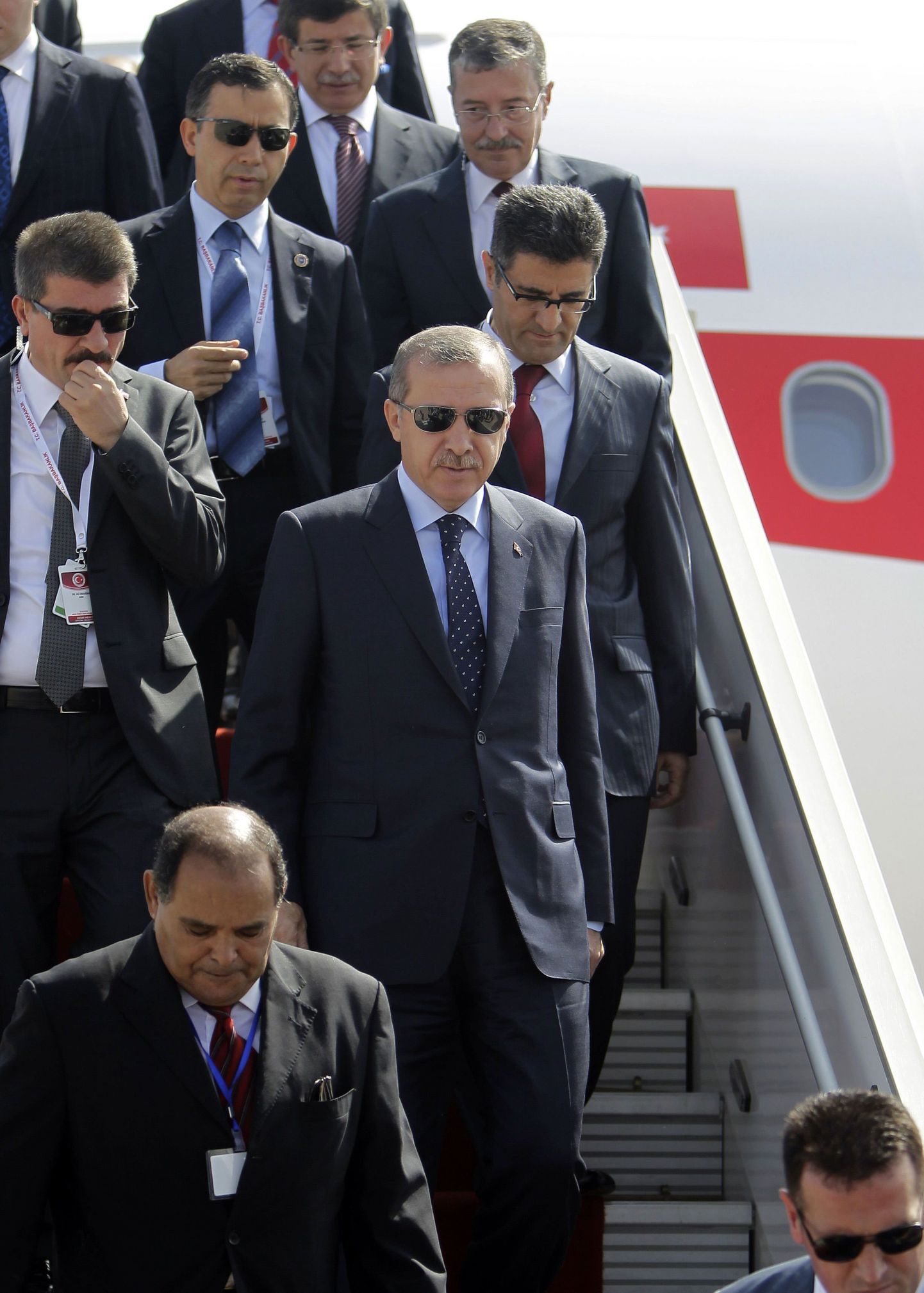 Türgi peaminister Recep Tayyip Erdogan täna Tripoli lennujaamas.