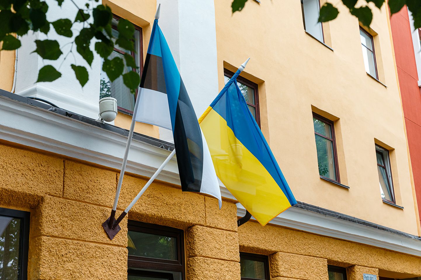 Sissepääsu kohale heisati Eesti ja Ukraina lipp.