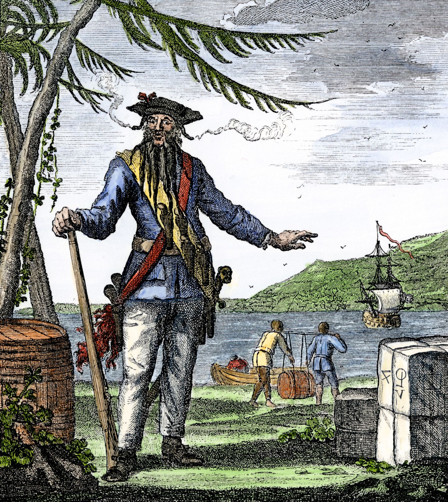 Piraat Musthabe, sünninimega Edward Teach 18. sajandi joonistusel
