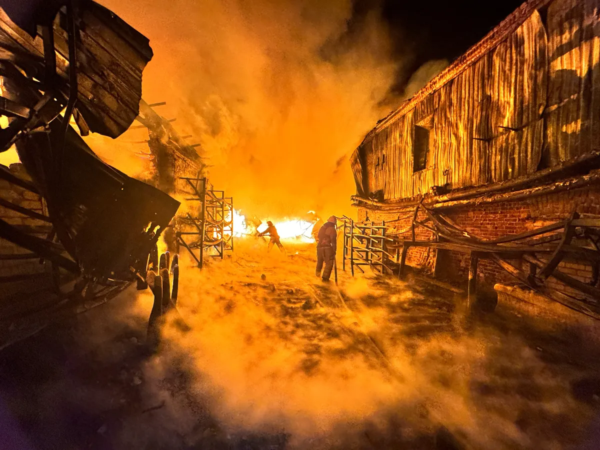 Ukrainian city of Kharkiv following a Russian missile attack on May 4, 2024.