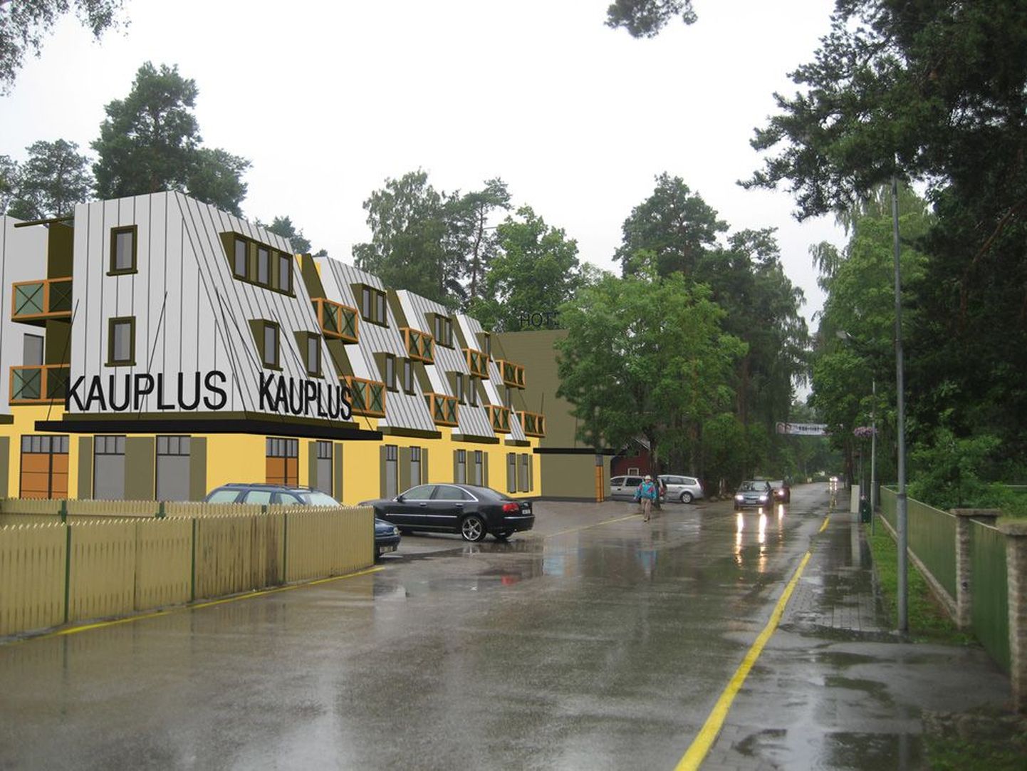 Firma RRLektus tahab rajada Võsu alevikku eskiisil nähtava kolmekorruselise kauplus-hotelli.