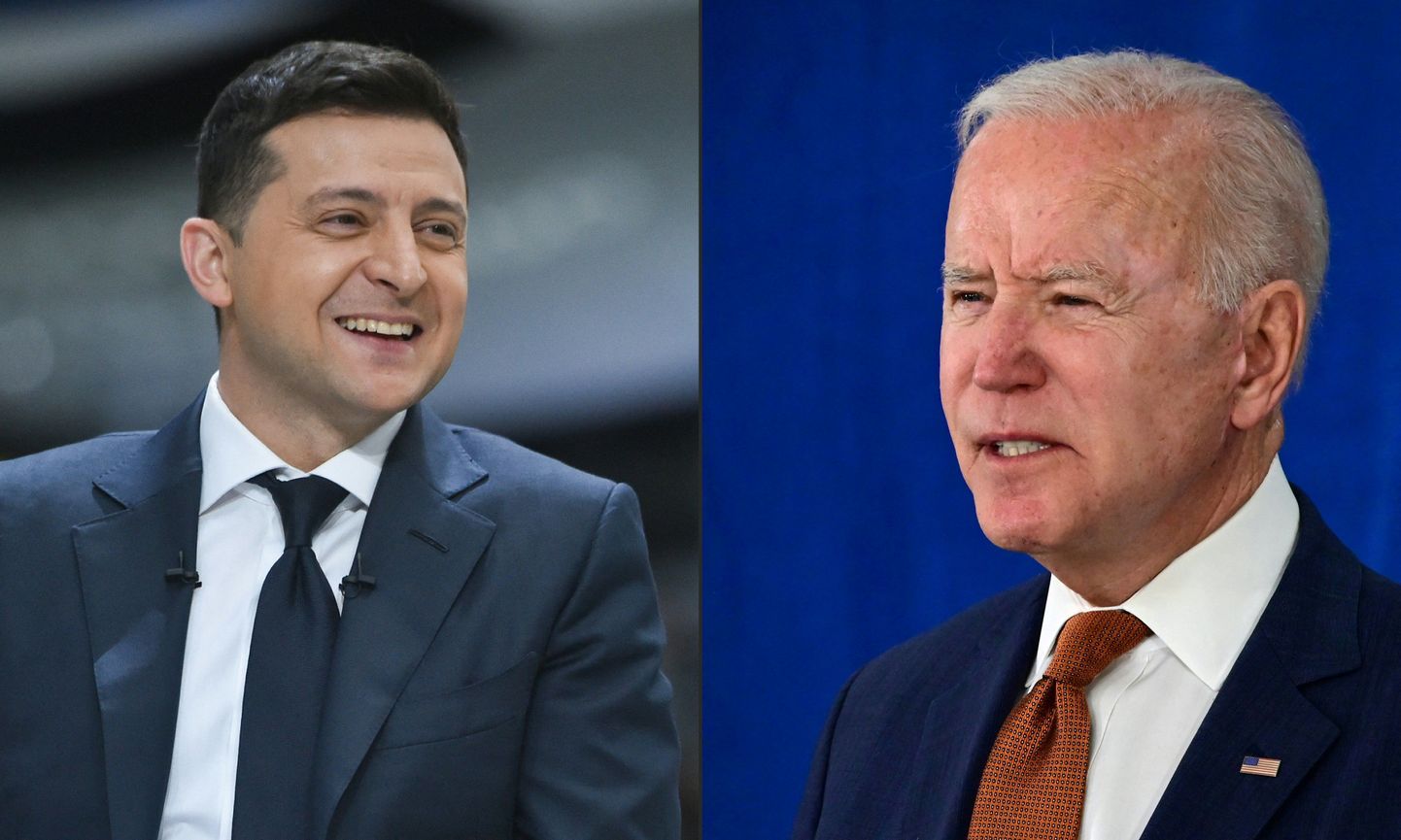 Vasakul Ukraina president Volodõmõr Zelenskõi Kiievis 20. mai 2021 ja paremal USA president Joe Biden Delaware'is 4. juuni 2021.