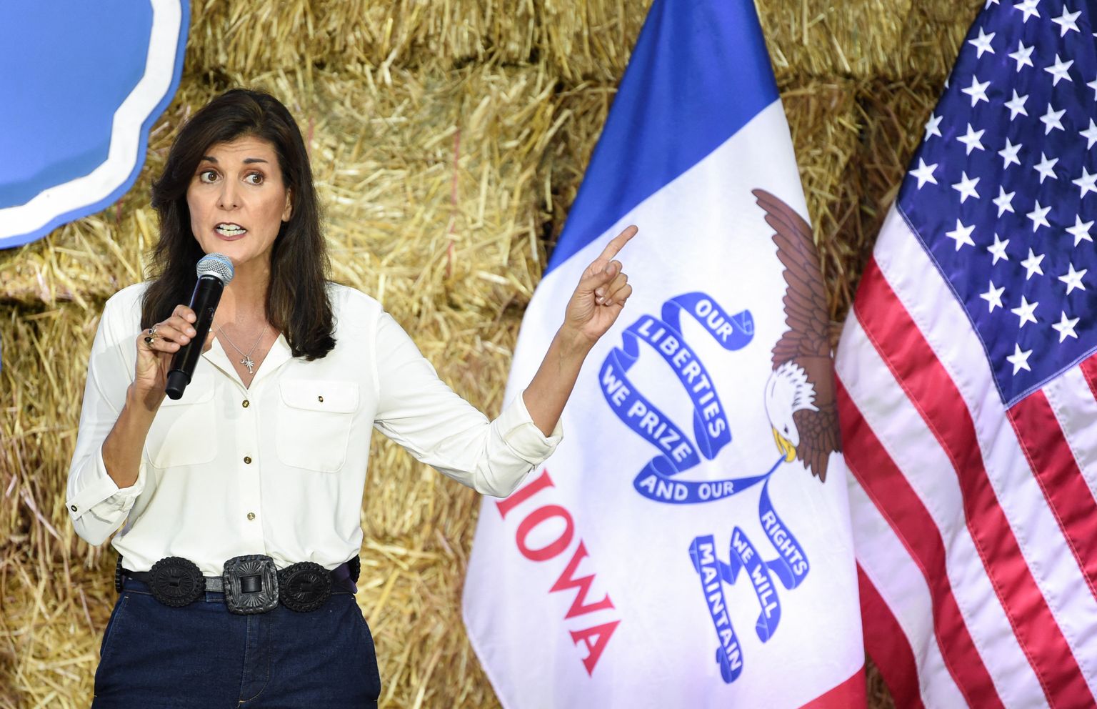 USA vabariiklaste presidendikandidaadiks pürgiv Nikki Haley eile kohtumisel valijatega Iowa osariigis Des Moinesis