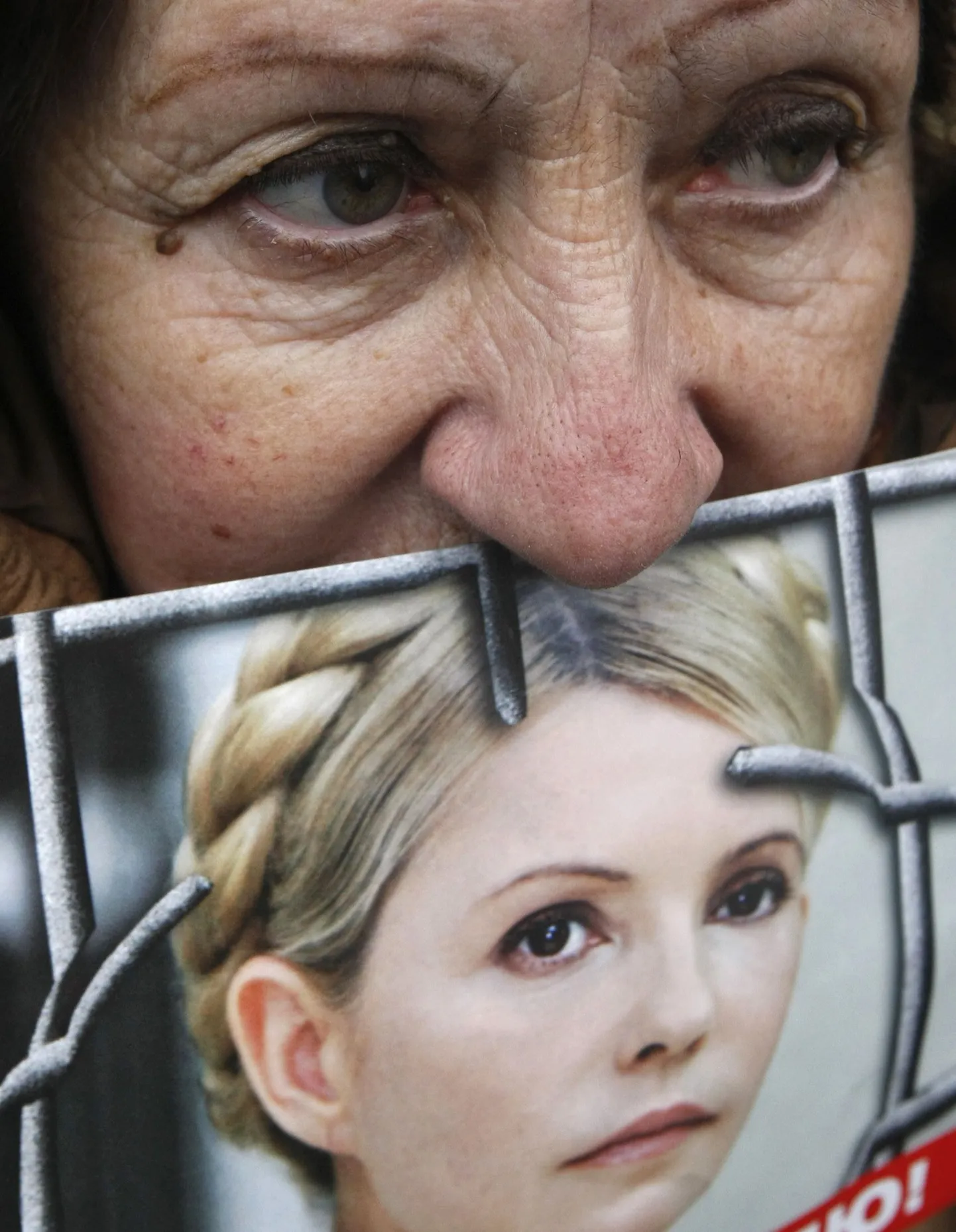 Julia Tõmošenko poolehoidja ekspeaministri fotoga.