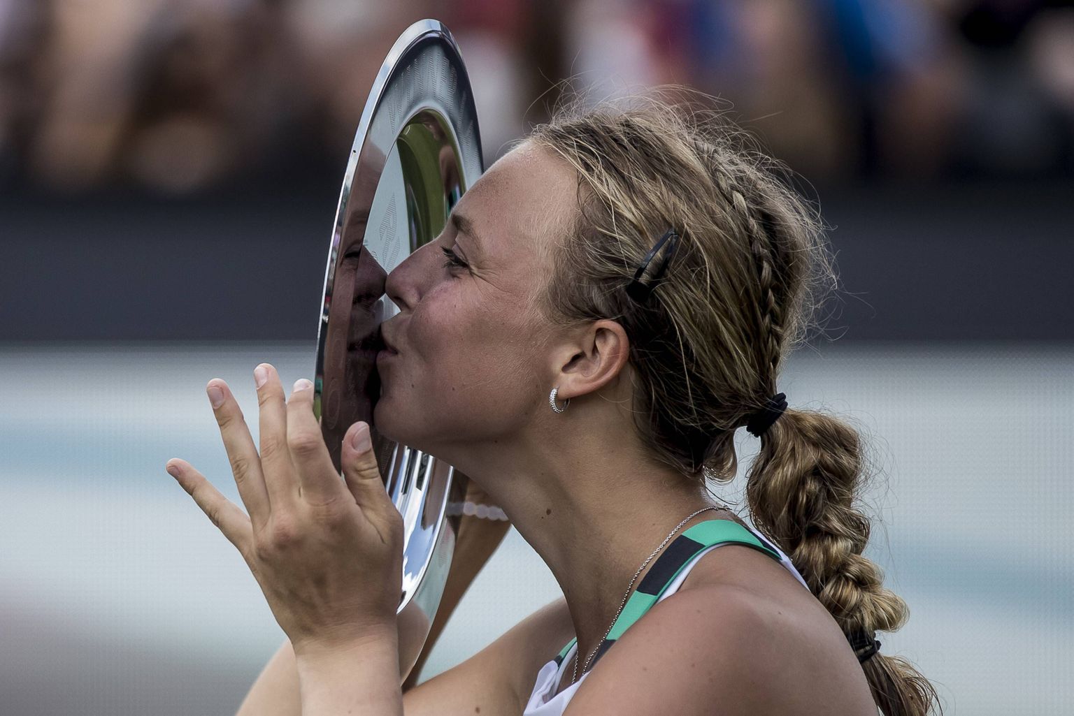 Anett Kontaveit tähistamas WTA-turniiri võitu 's-Hertogenboschis. Kas tulevikus avaneb tal sarnane võimalus ka Eestis?