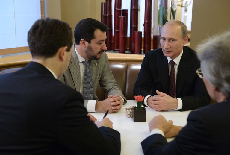 Matteo Salvini ja Vladimir Putin kohtusid 2014. aastal Salvini visiidil Moskvasse. 