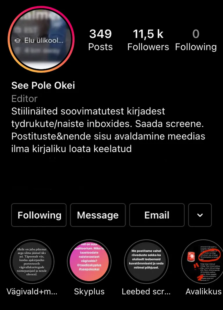 Kuvatõmmis liikumise SeePoleOkei sotsiaalmeediakontost