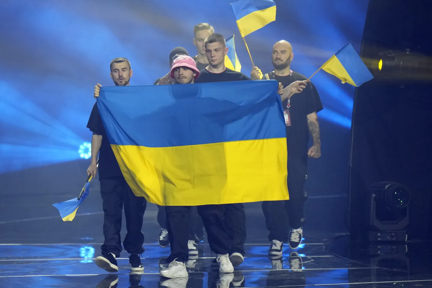 Ukrainat Eurovisioonil esindav Kalush Orchestra eile Torinos toimunud peaproovis.