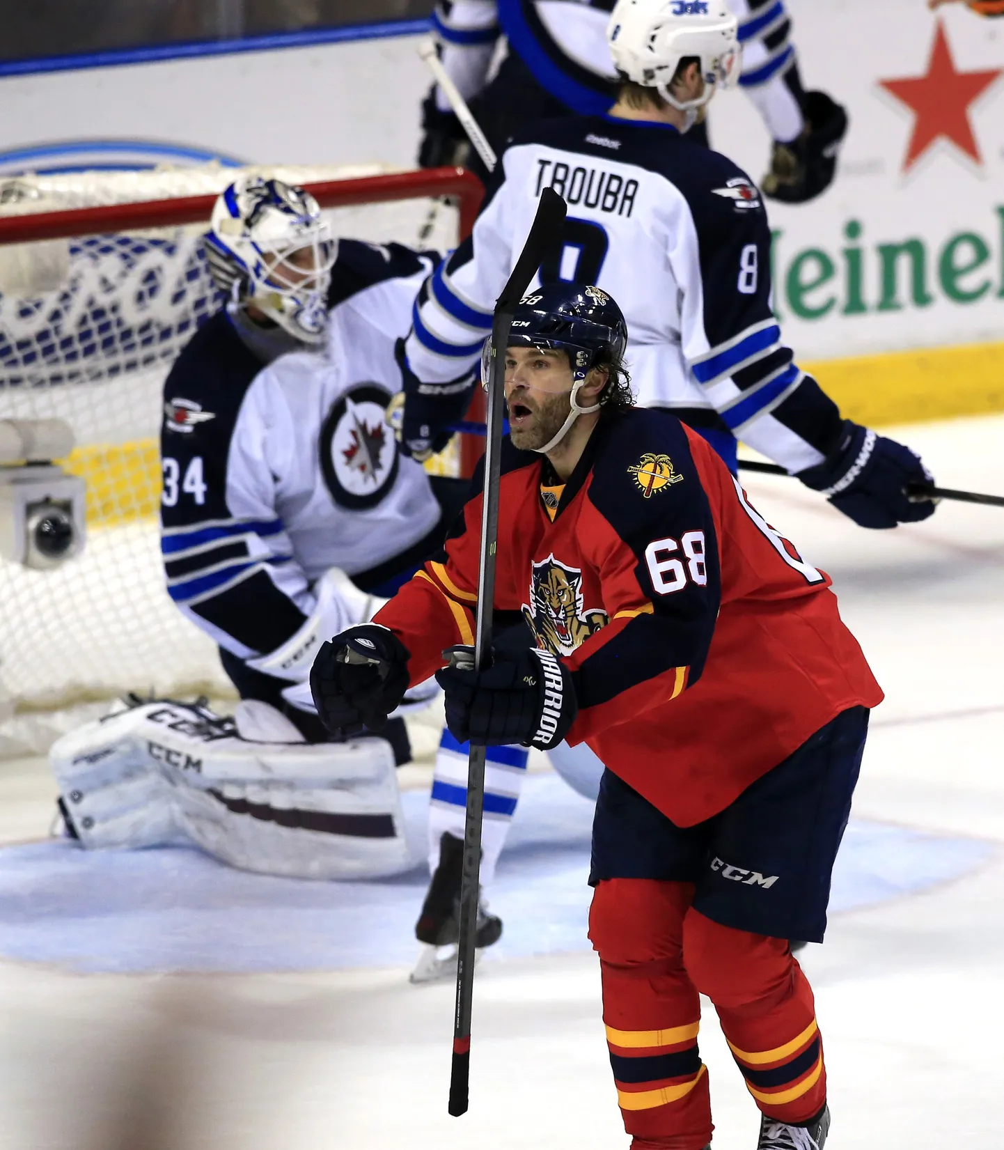Jaromir Jagr pärast ajaloolise värava löömist.