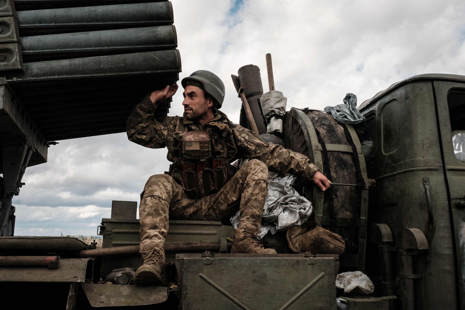Ukraiņu karavīrs Harkivas apgabalā.