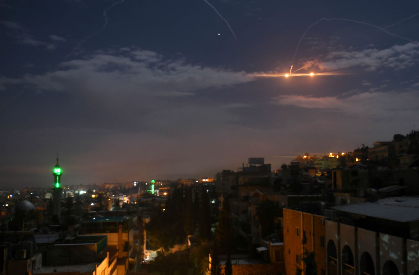 Süüria õhutõrje reageerimas Iisraeli õhurünnakule Damaskuses 2019. aasta jaanuaris.