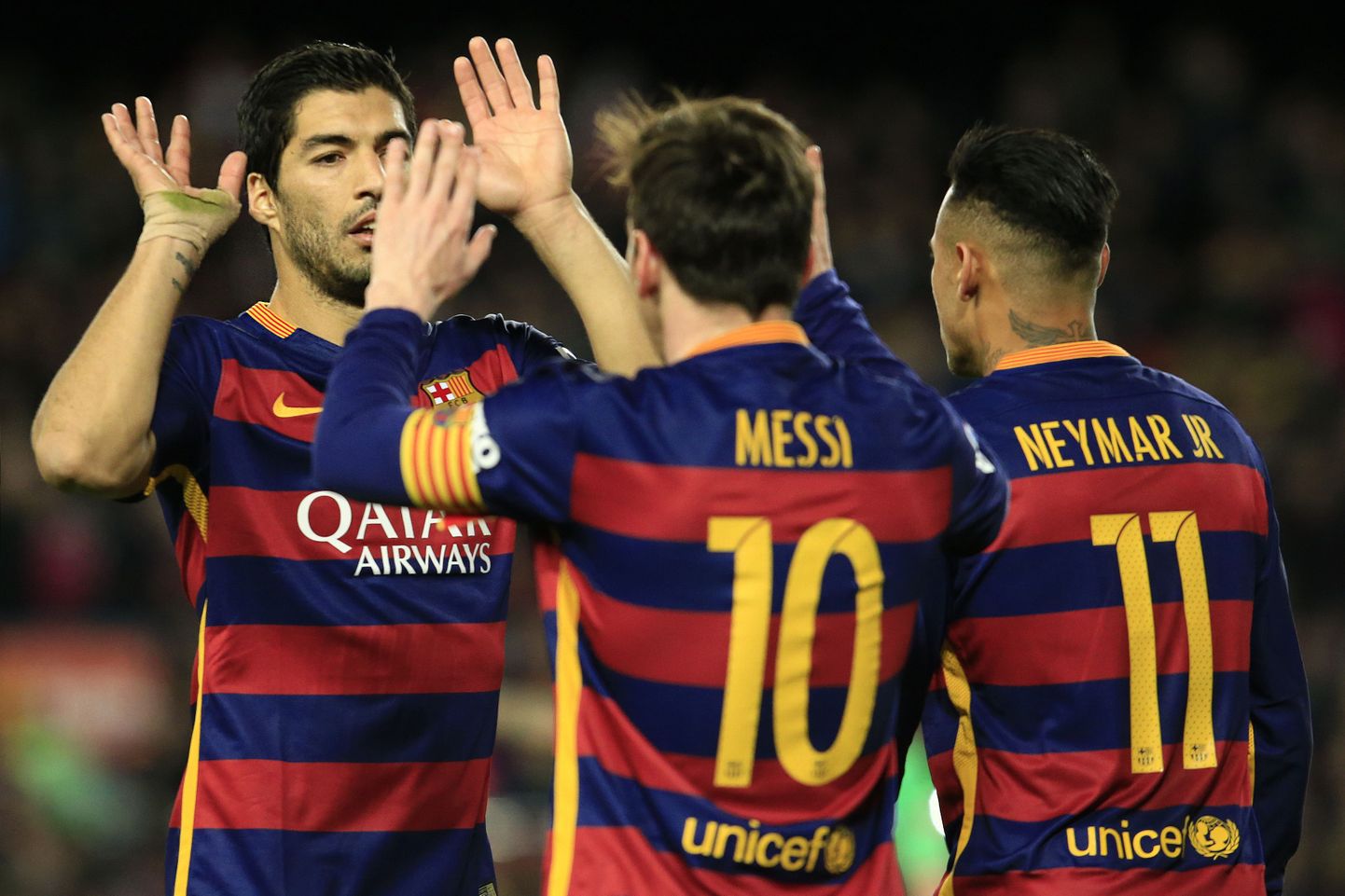 Barcelona superkolmik: Luis Suarez (vasakult), Lionel Messi ja Neymar.