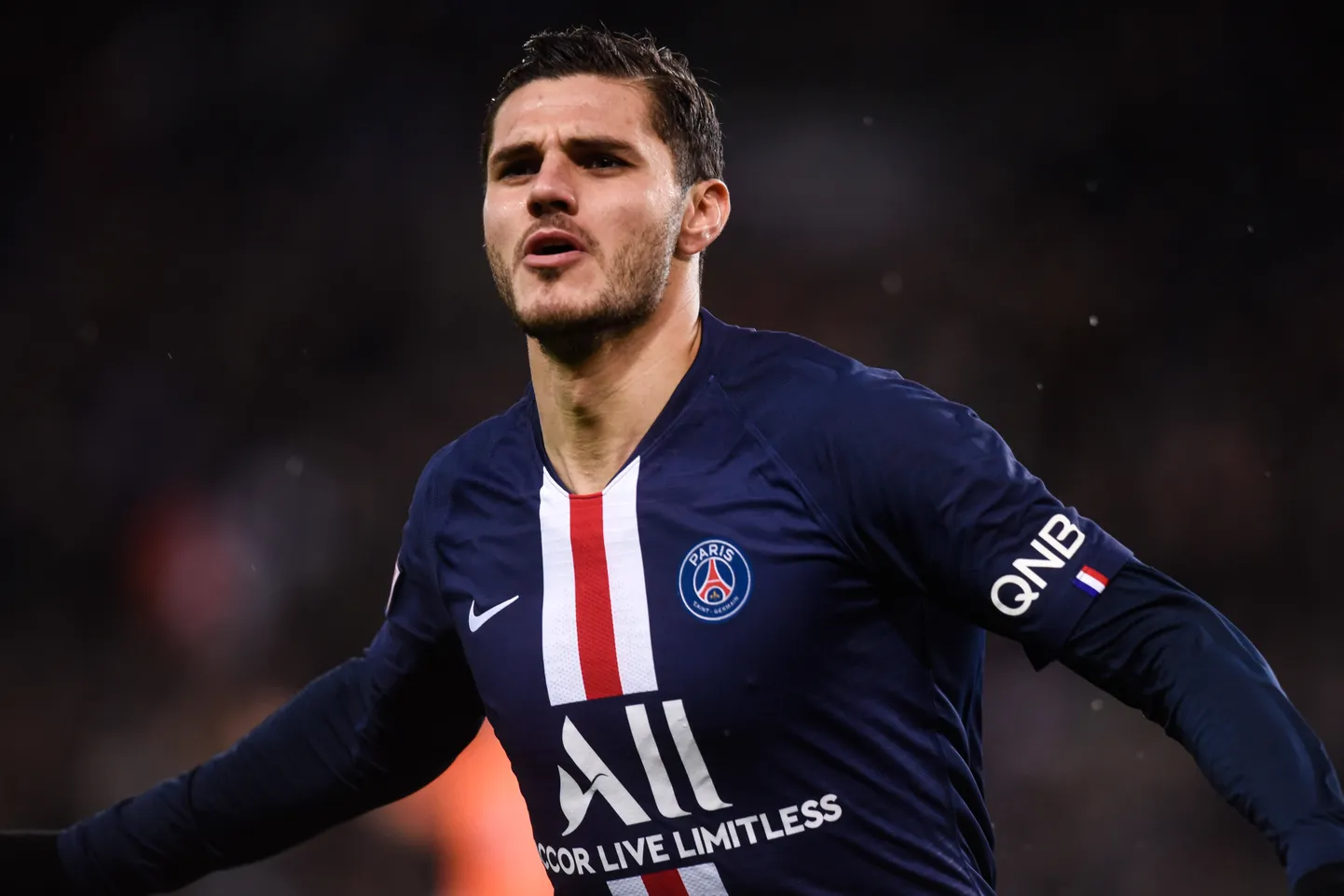 Mauro Icardi Pariisi Saint-Germaini eest väravat tähistamas.