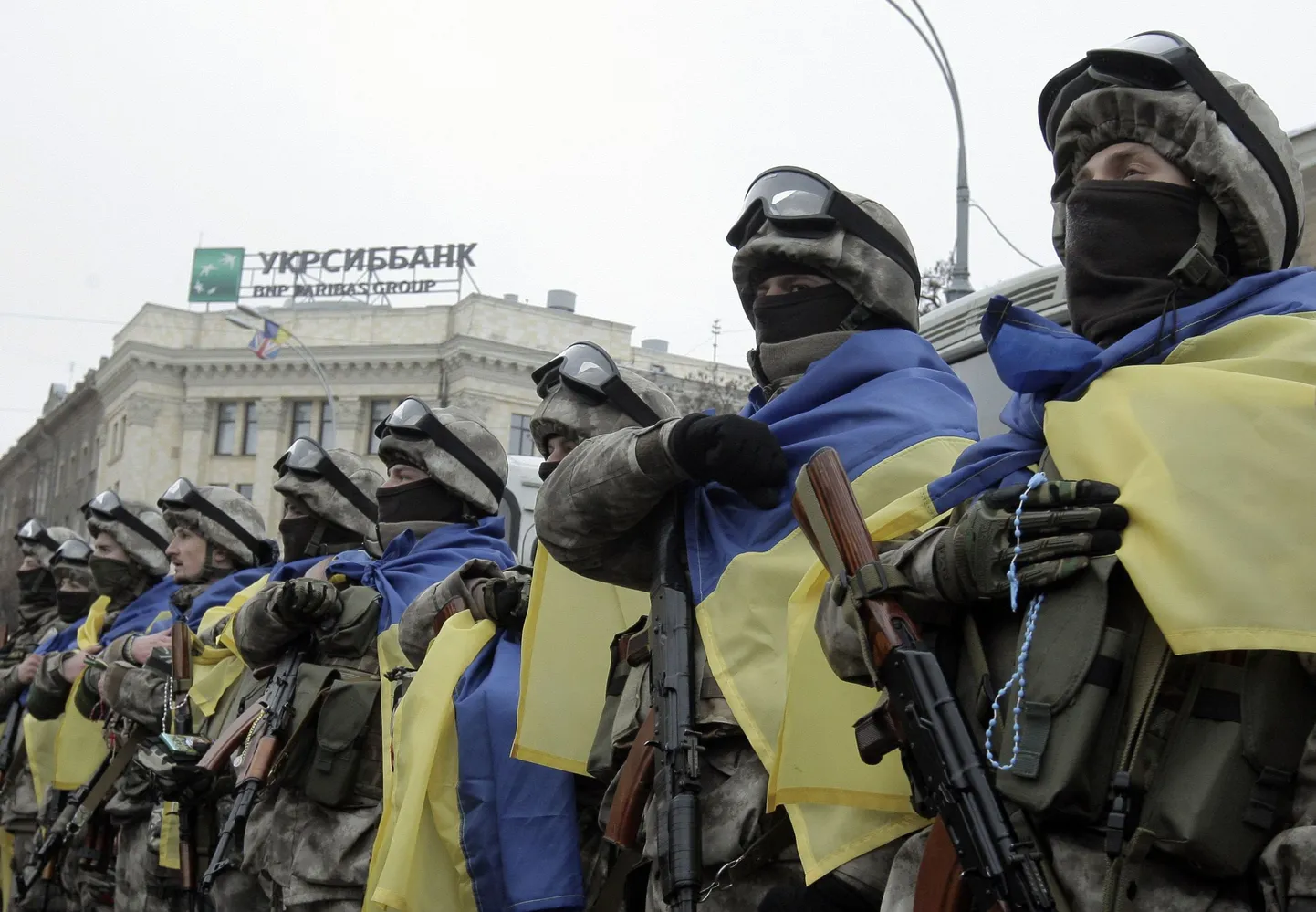Ukrainian special forces in Kharkiv before being sent on a mission on January 30, 2015.
