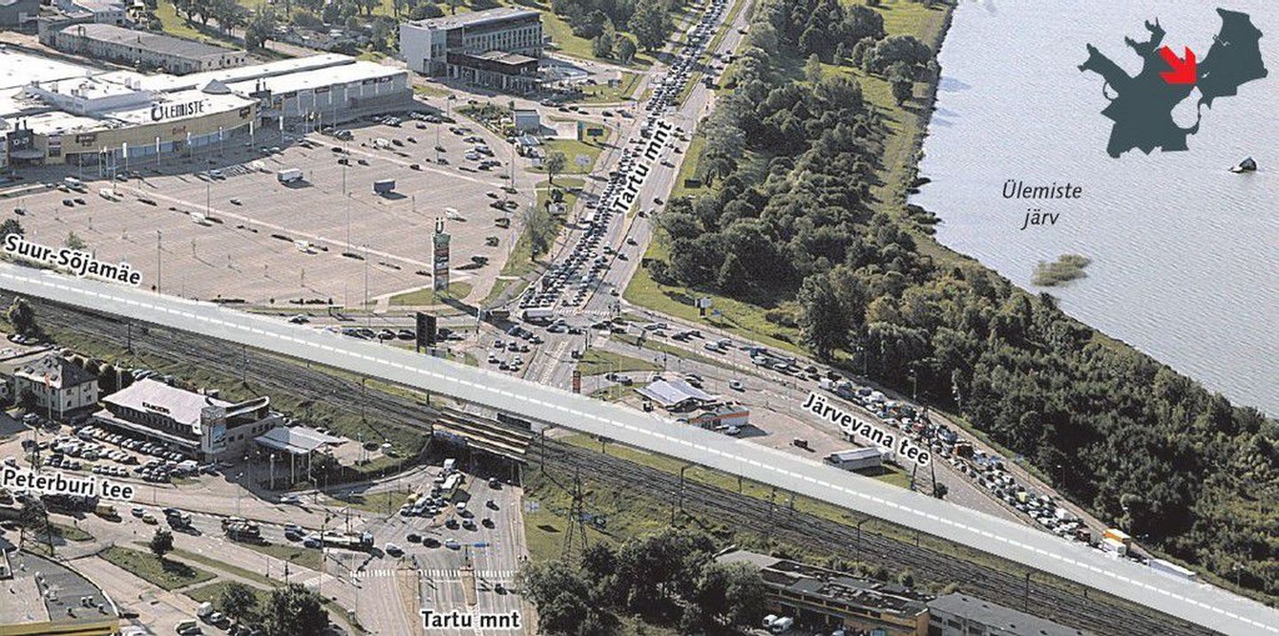Ülemiste liiklussõlme pikkade ootejärjekordade lühendamiseks ehitatakse viadukt, mis hakkab ühendama Suur-Sõjamäe tänavat Järvevana teega.