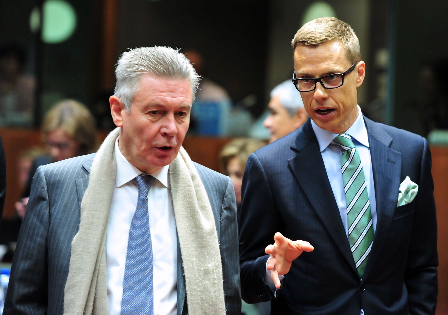 Euroopa Liidu kaubandusvolinik Karel De Gucht koos Soome väliskaubanduse ja Euroopa asjade ministri Alexander Stubbiga (paremal).