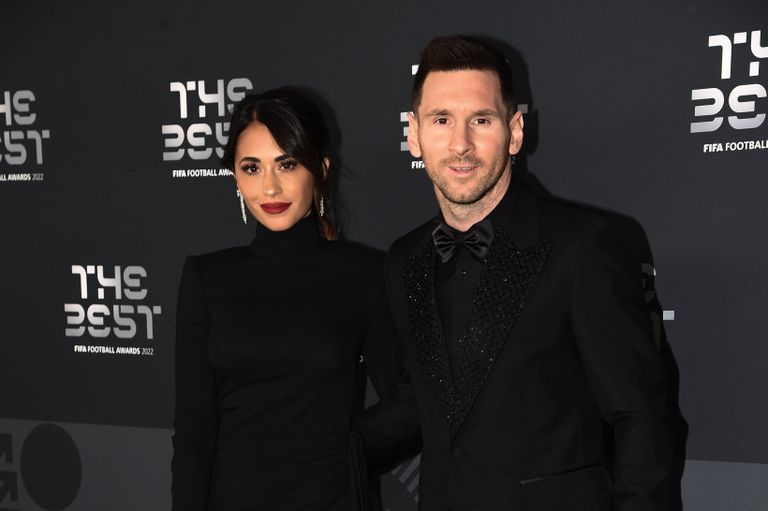 Lionel Messi ja ta naine Antonella Roccuzzo 27. veebruaril 2023 Pariisis FIFA jalgpalliauhindade tseremoonial