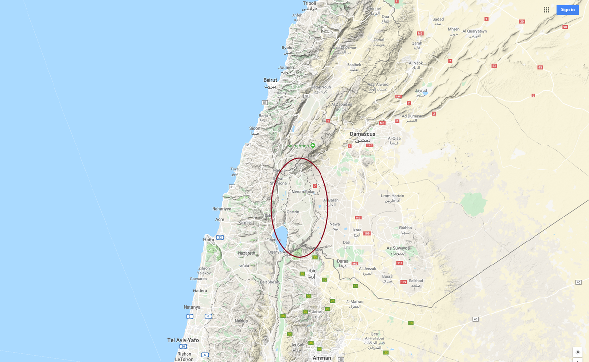 Расположение оккупированных Израилем Голанских высот