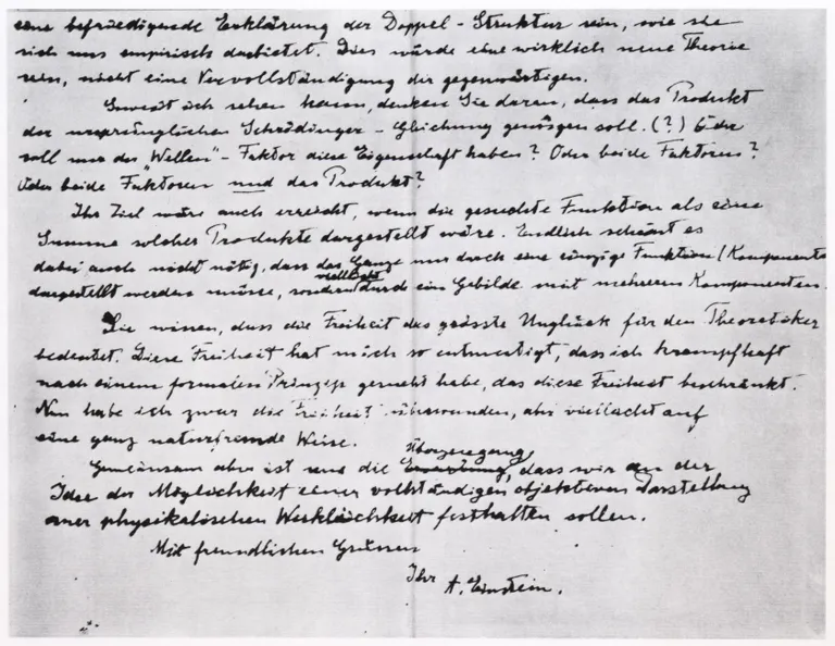 Albert Einsteini üks kirjadest