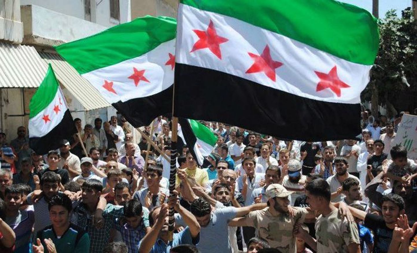 Süüria valitsusvastaste meeleavaldus Idlibis.
