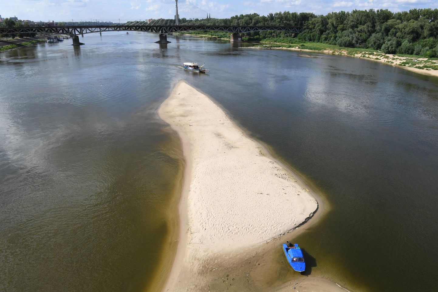 Wisła veetase on põua tõttu mitmete aastate madalaim 25. juulil 2019.