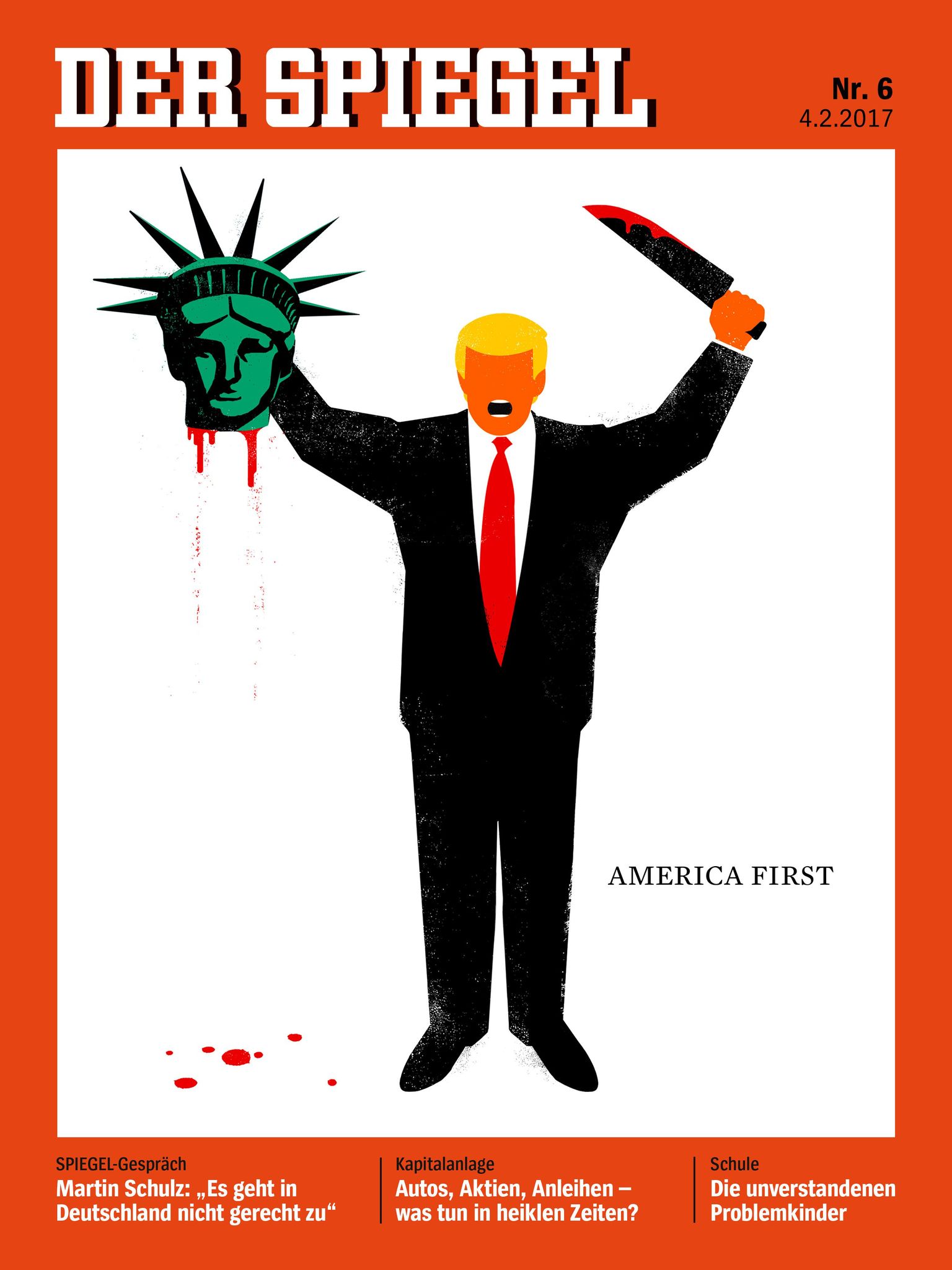 Donald Trumpi kujutav karikatuur Der Spiegeli esikaanel