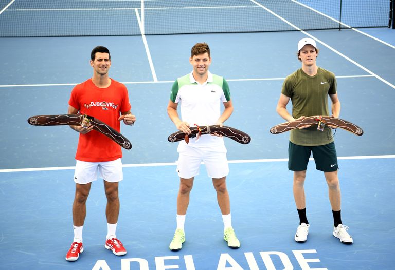 Serbalsed Novak Djokovic ja Filip Krajinovic ning itaallane Jannik Sinner.