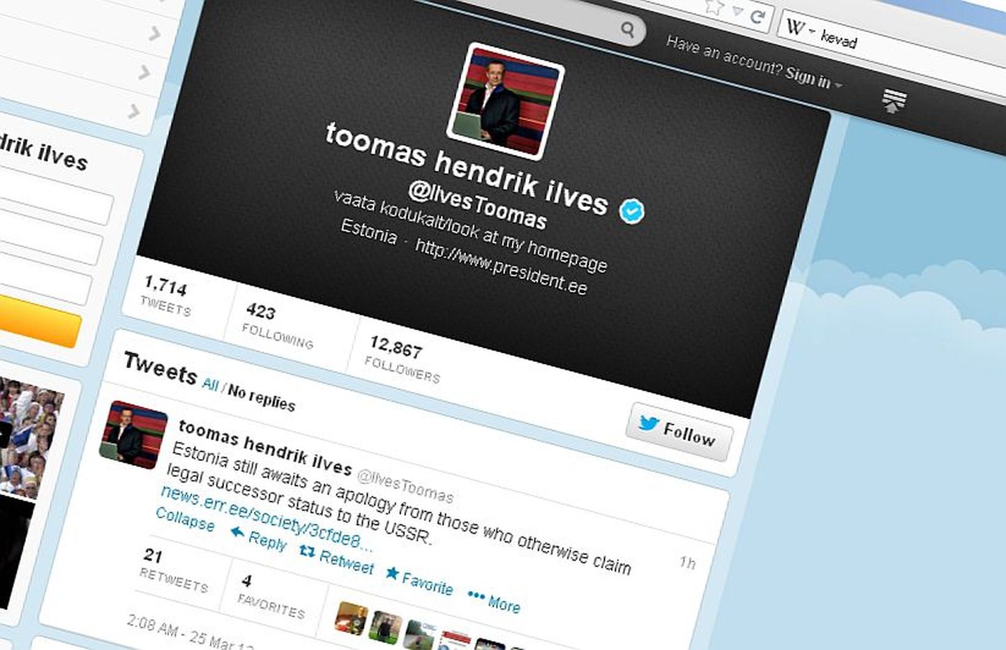 President Toomas Hendrik Ilves Twitteris.