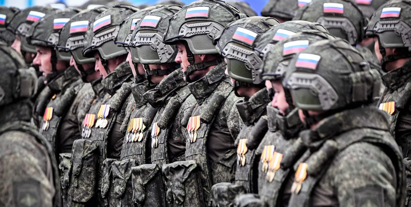 Vene sõdurid paraadil Moskvas 9. mail 2024. a.