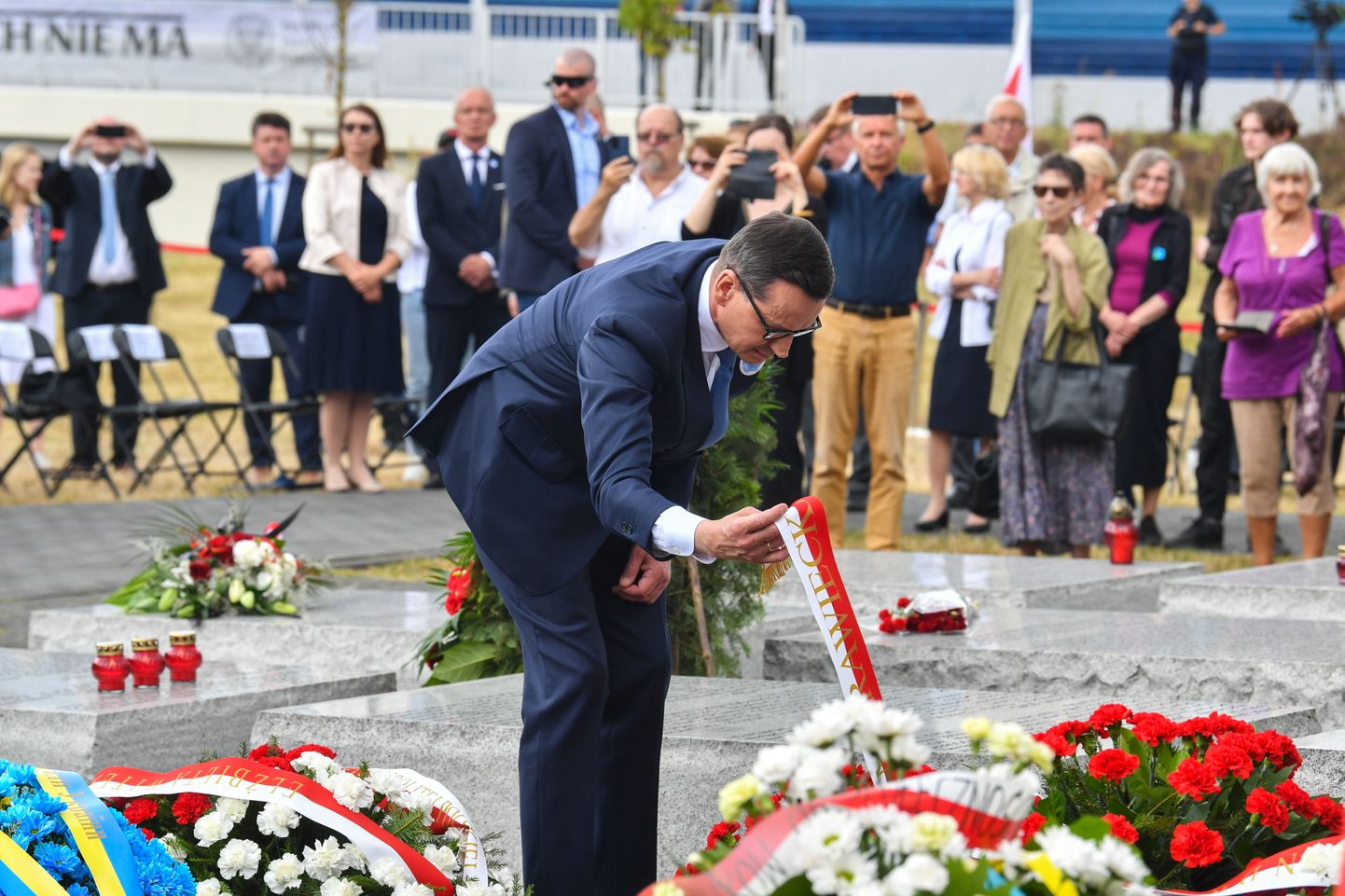 Poola peaminister Mateusz Morawiecki tänasel Volõõnia veresauna mälestustseremoonial.