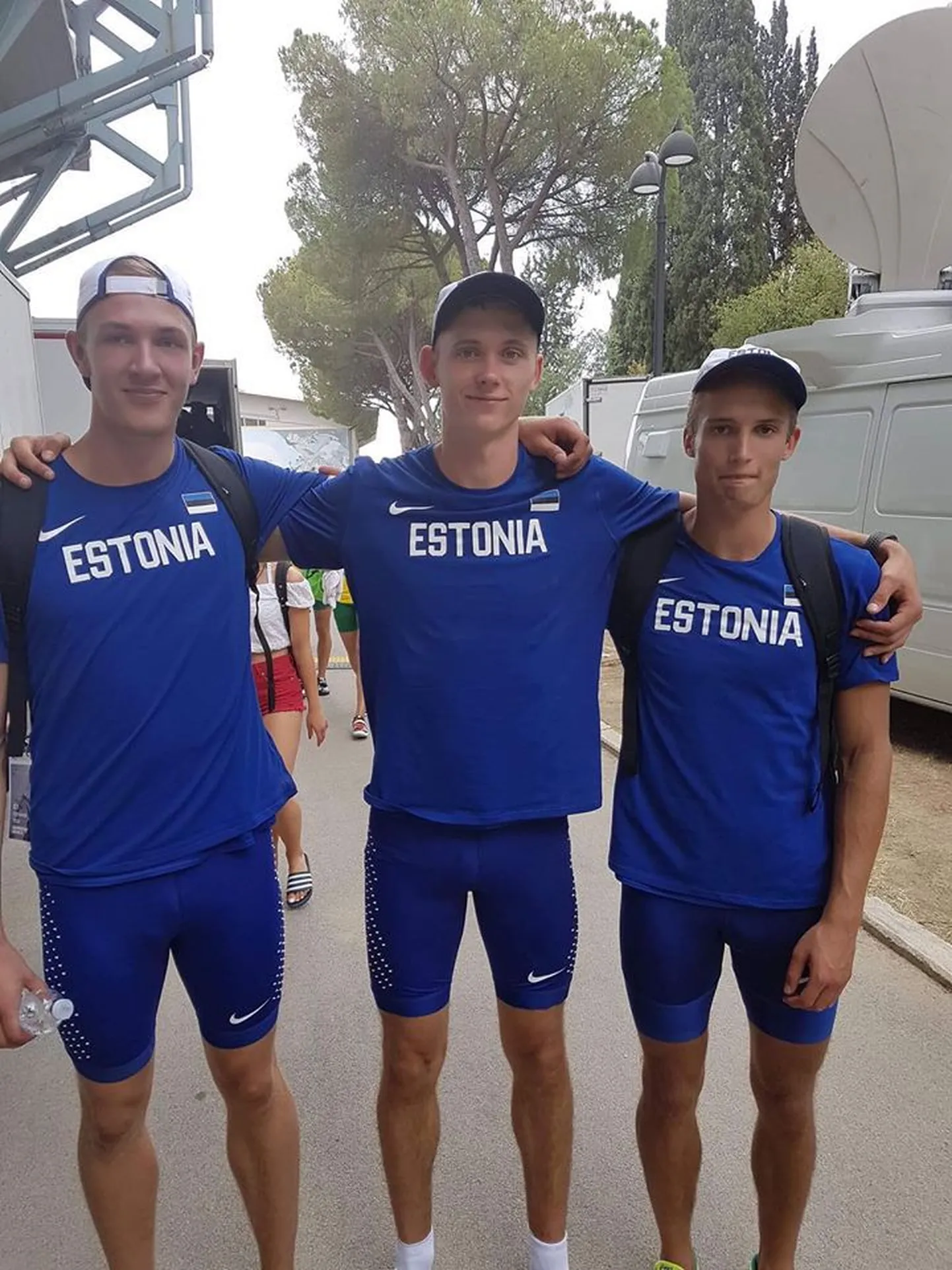 Karel Tilga (vasakult), Johannes Erm ja Kristo Simulask U20 EMil.