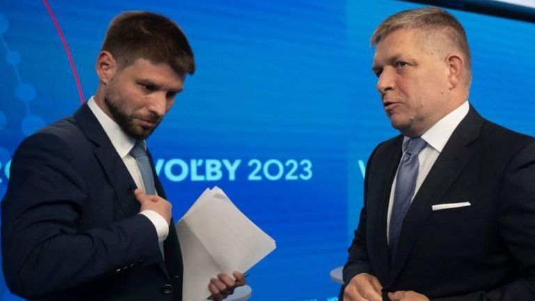 Лидер «Прогрессивной Словакии» Михал Шимечка и Роберт Фицо — основные конкуренты в борьбе за власть