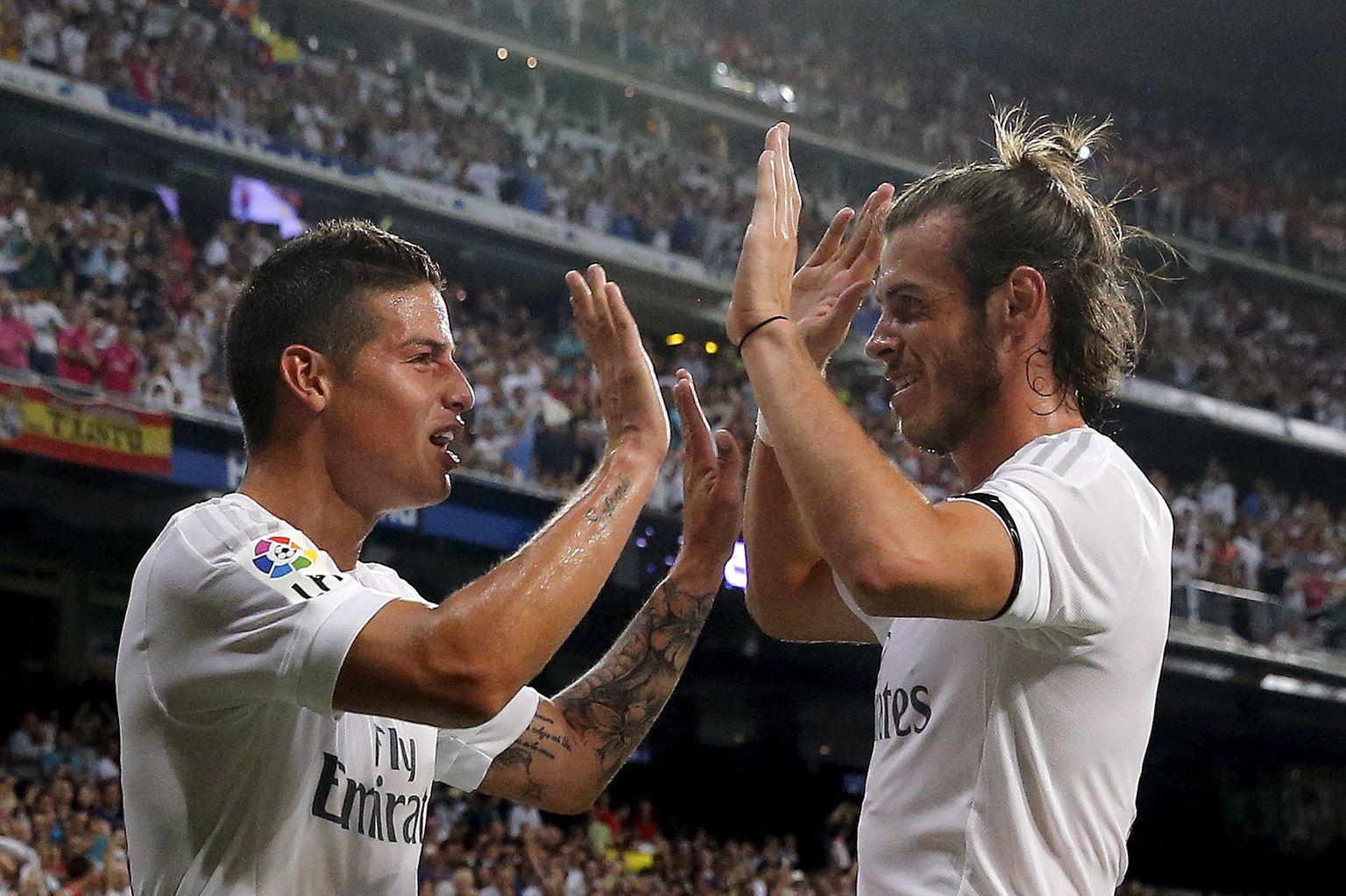 James Rodriguez (vasakul) ja Gareth Bale 2015. aastal.