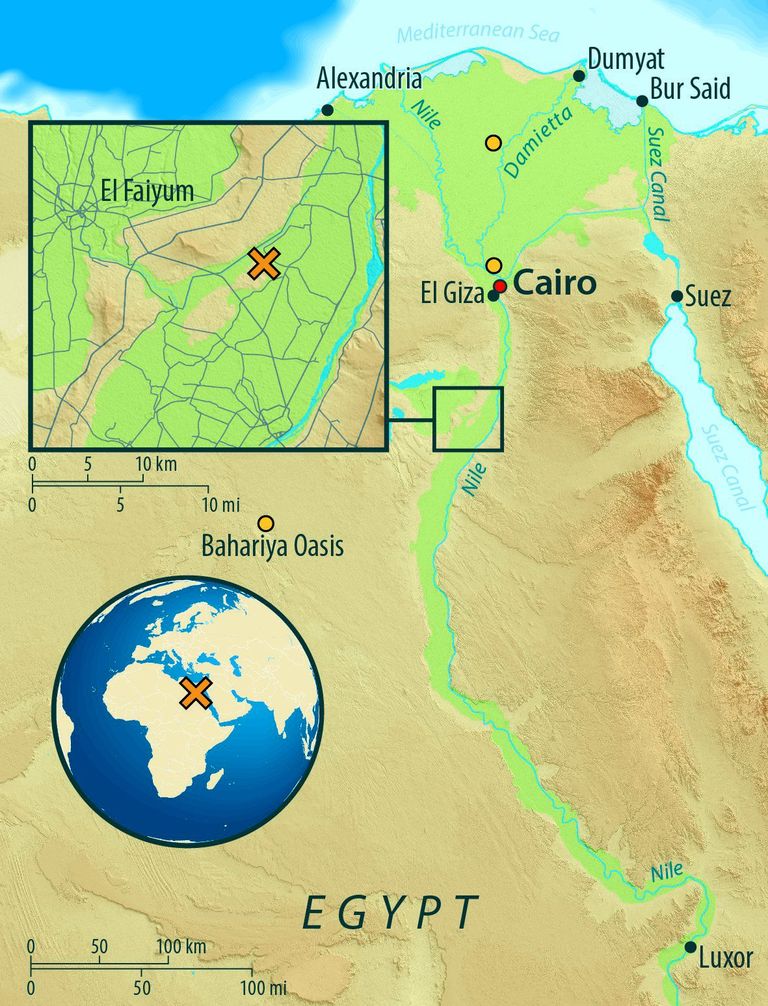 Egiptuse kaardil on ära näidatud Abusir-el-Meleqi arheoloogiline leiukoht, kust pärinevate muumiate DNA põhjal uuring läbi viidi.