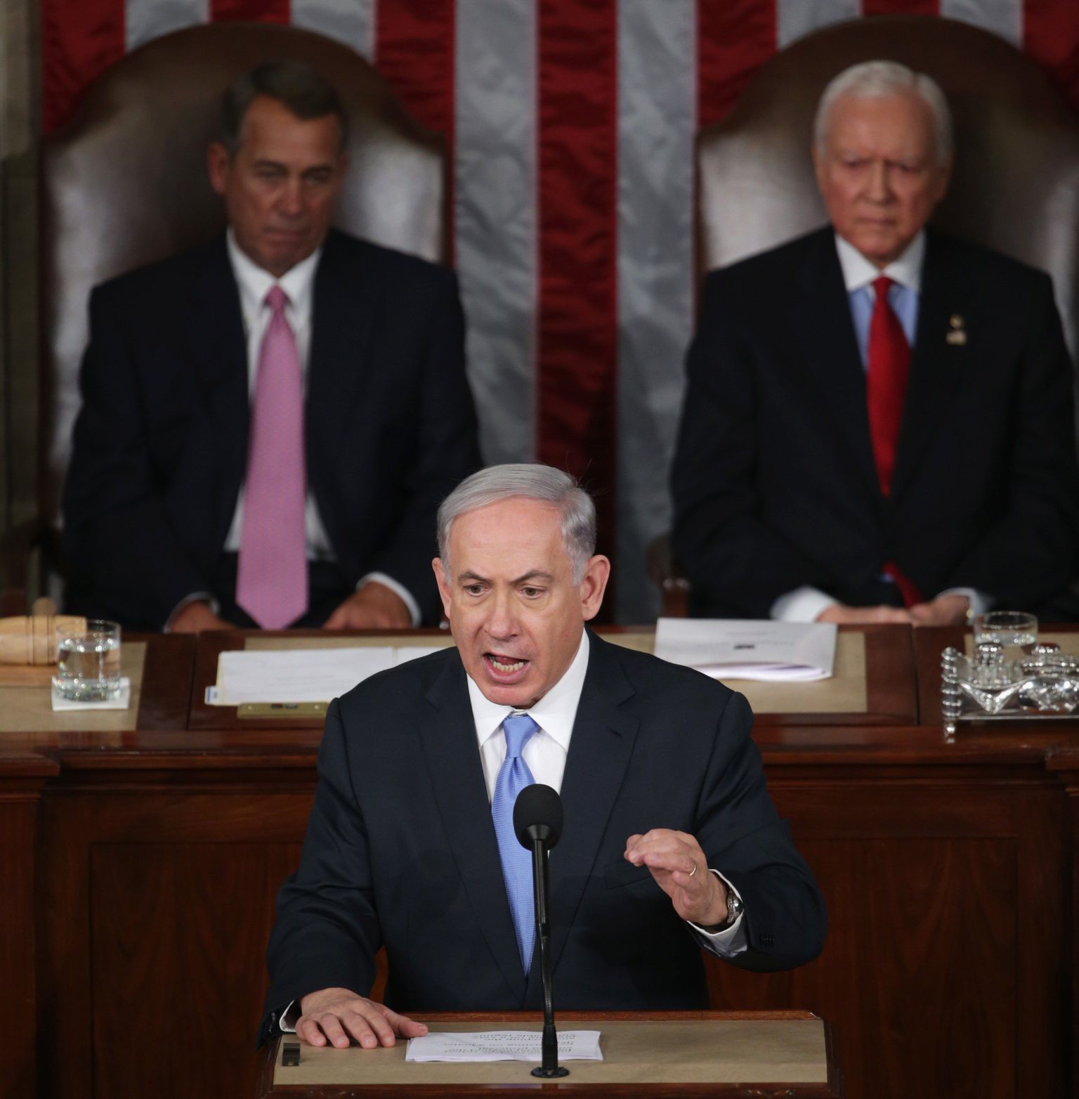Benjamin Netanyahu esinemas USA Kongressis. Vasakul John Boehner.