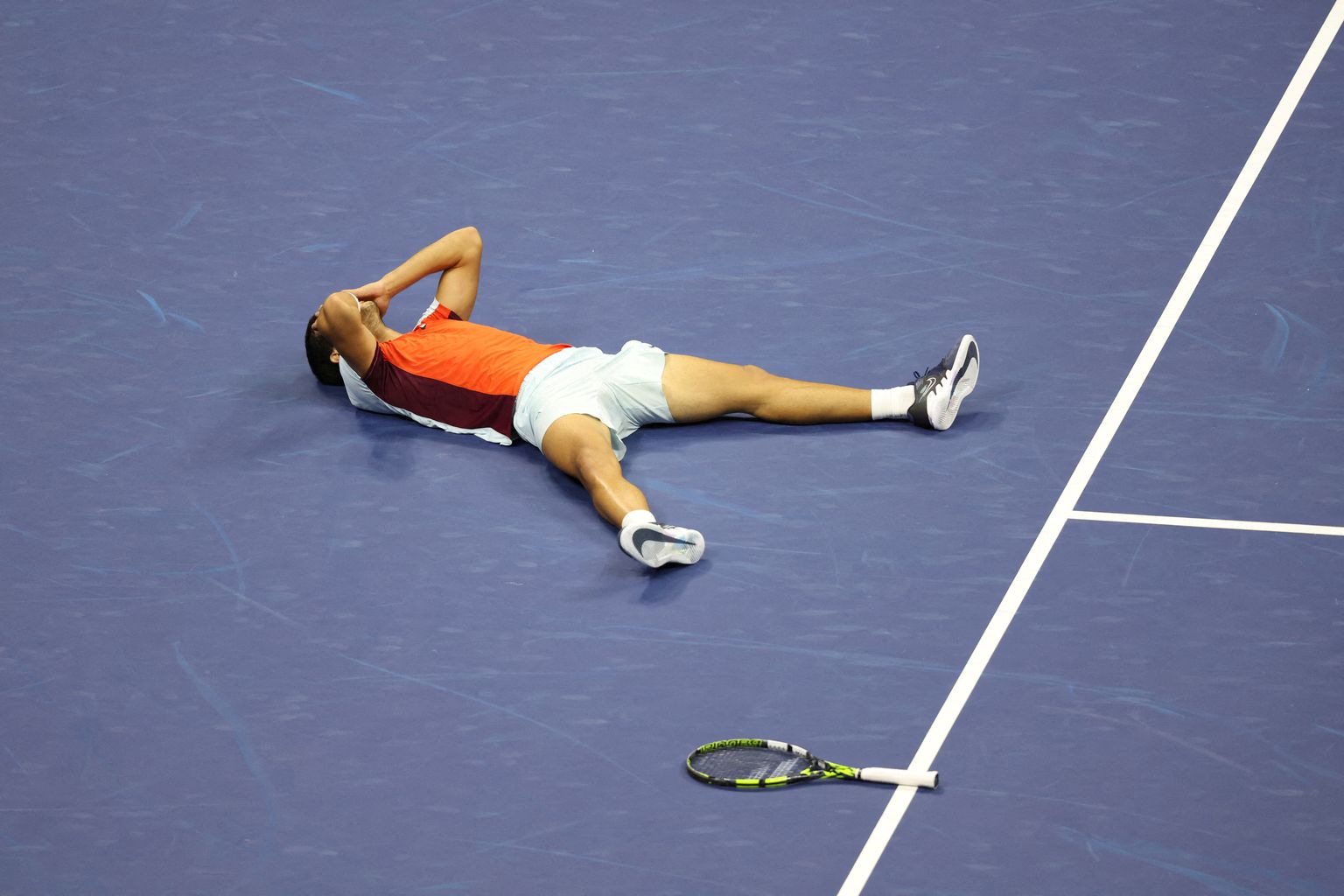 Carlos Alcaraz hetk pärast US Openi tšempioniks tulemist.