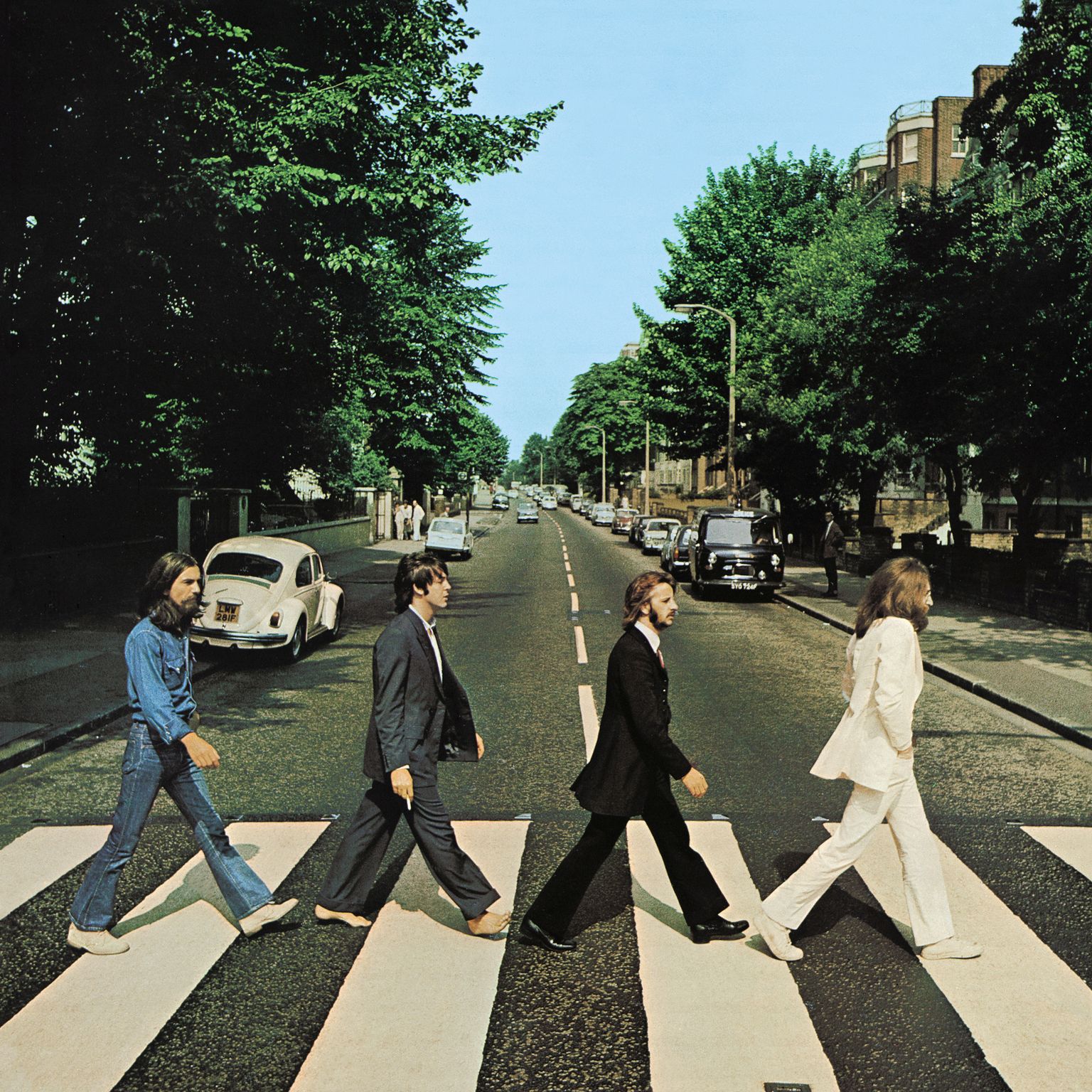 George Harrison, Paul McCartney, Ringo Starr ja John Lennon ületamas Abbey Roadi. London, 8. august 1969.